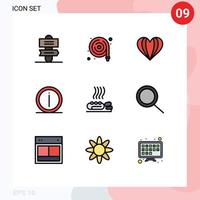 Group of 9 Modern Filledline Flat Colors Set for health information heart info faq Editable Vector Design Elements