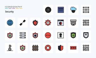 25 Security Line Filled Style icon pack vector