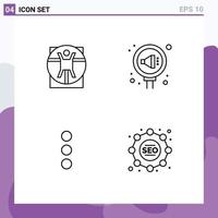 Stock Vector Icon Pack of 4 Line Signs and Symbols for virtruvian app scane public ui Editable Vector Design Elements