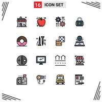 16 User Interface Flat Color Filled Line Pack of modern Signs and Symbols of cooking security setting padlock arrow Editable Creative Vector Design Elements