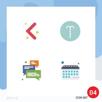 Set of 4 Modern UI Icons Symbols Signs for arrow messages aries symbols arrow Editable Vector Design Elements