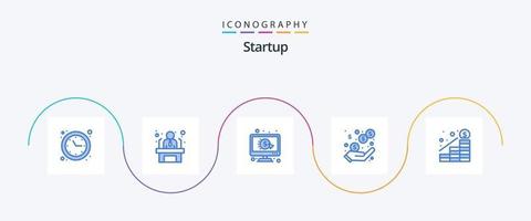 paquete de iconos de inicio azul 5 que incluye aumento. ganancias. hacer clic. ingresos. ingreso vector