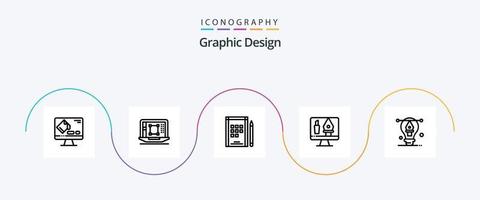 Graphic Design Line 5 Icon Pack Including editing . designing tool . notes. book vector