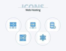 diseño de iconos de paquete de iconos azules de alojamiento web 5. seguridad. servidor. web. red. centro de alojamiento vector