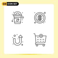 4 Thematic Vector Filledline Flat Colors and Editable Symbols of coffee checkout diet arrow shopping cart Editable Vector Design Elements