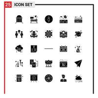 grupo universal de símbolos de iconos de 25 glifos sólidos modernos de elementos de diseño de vectores editables de objetivo de agua de escritorio de parque clave