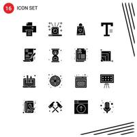 Universal Icon Symbols Group of 16 Modern Solid Glyphs of document agreement love word text Editable Vector Design Elements