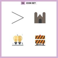 Modern Set of 4 Flat Icons and symbols such as arrow idea castle fortress light bulb Editable Vector Design Elements