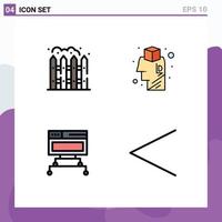 4 Universal Filledline Flat Color Signs Symbols of home data brain idea arrow Editable Vector Design Elements