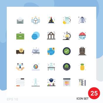 25 concepto de color plano para sitios web móviles y aplicaciones chaqueta fruta reunión sombrero de verano elementos de diseño vectorial editables vector