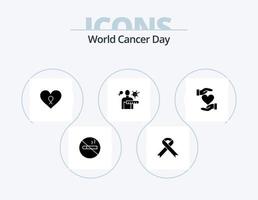 World Cancer Day Glyph Icon Pack 5 Icon Design. patient. love. aids. heart. cancer vector