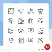 Group of 16 Outlines Signs and Symbols for axe graph task display user Editable Vector Design Elements