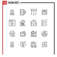 Universal Icon Symbols Group of 16 Modern Outlines of mac sydney decorations harbour bridge Editable Vector Design Elements