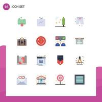 Group of 16 Flat Colors Signs and Symbols for basic hobbies night bag cloths Editable Pack of Creative Vector Design Elements