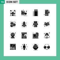 Modern Set of 16 Solid Glyphs Pictograph of lantern payment matches online box Editable Vector Design Elements