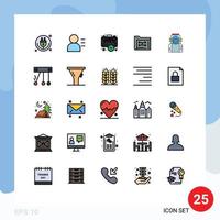 25 iconos creativos, signos y símbolos modernos de gestión de archivos, bolsa de datos, tiempo, elementos de diseño vectorial editables vector