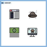 Group of 4 Filledline Flat Colors Signs and Symbols for app ecommerce website hat computer Editable Vector Design Elements