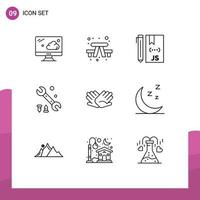 Universal Icon Symbols Group of 9 Modern Outlines of help charity coding tool wrench Editable Vector Design Elements