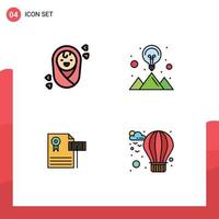 Pictogram Set of 4 Simple Filledline Flat Colors of baby expensive creative strategy solution judge Editable Vector Design Elements