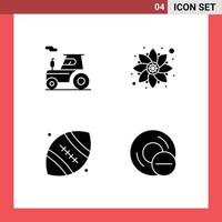 Group of 4 Modern Solid Glyphs Set for car ball truck rangoli thanksgiving Editable Vector Design Elements