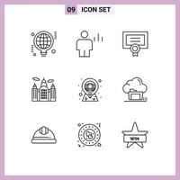 Modern Set of 9 Outlines and symbols such as briefcase house human canada diploma Editable Vector Design Elements