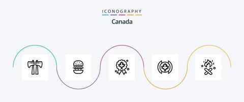 paquete de iconos de la línea 5 de canadá que incluye . chimenea. premio. fuego. lámina vector