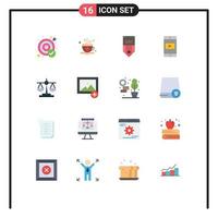 16 User Interface Flat Color Pack of modern Signs and Symbols of balance mobile application badge mobile tag Editable Pack of Creative Vector Design Elements