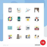 Set of 16 Modern UI Icons Symbols Signs for interior desk document decor space Editable Pack of Creative Vector Design Elements