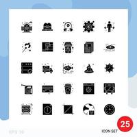 Universal Icon Symbols Group of 25 Modern Solid Glyphs of weightlifting exercise customer dumbbell gear Editable Vector Design Elements