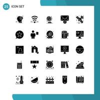 25 iconos creativos signos y símbolos modernos de sincronización satelital mensaje cardíaco elementos de diseño vectorial editables web vector