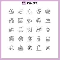 Pictogram Set of 25 Simple Lines of care location building gps monastery Editable Vector Design Elements