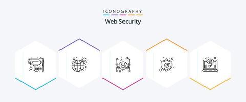 Web Security 25 Line icon pack including screen. computer. security. shield. protection vector