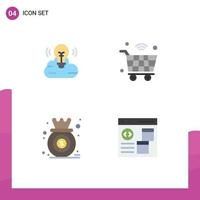 Group of 4 Modern Flat Icons Set for bulb analysis creative campaign internet of things diagram Editable Vector Design Elements