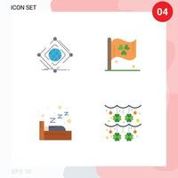 Universal Icon Symbols Group of 4 Modern Flat Icons of complex sleep net sign culture Editable Vector Design Elements