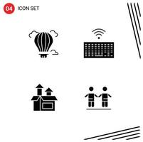 Pack of 4 Modern Solid Glyphs Signs and Symbols for Web Print Media such as balloon method hot keys product Editable Vector Design Elements