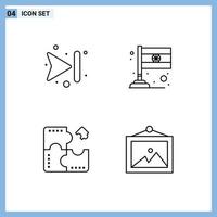Set of 4 Modern UI Icons Symbols Signs for arrows jigsaw country app photo Editable Vector Design Elements