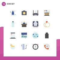 16 Thematic Vector Flat Colors and Editable Symbols of bottle parabolic router media modem Editable Pack of Creative Vector Design Elements