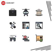 Group of 9 Filledline Flat Colors Signs and Symbols for coding app internet timer watch Editable Vector Design Elements