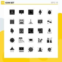 Set of 25 Modern UI Icons Symbols Signs for present watch imac sport notification Editable Vector Design Elements