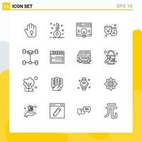 Set of 16 Modern UI Icons Symbols Signs for car film interface drama mask Editable Vector Design Elements