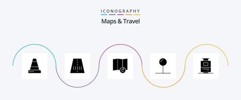 Maps and Travel Glyph 5 Icon Pack Including . coordinate. travel vector