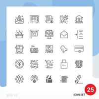 Mobile Interface Line Set of 25 Pictograms of experimental growth fried safe food hospital Editable Vector Design Elements