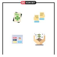 Editable Vector Line Pack of 4 Simple Flat Icons of passport user glove sport growth Editable Vector Design Elements