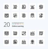 20 Online Learning Line icon Pack like smartphone elearning education document healthy vector