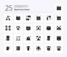 Work From Home 25 Solid Glyph icon pack including communication. conference. tutorial. call. web vector