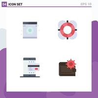 Mobile Interface Flat Icon Set of 4 Pictograms of laundry mobile essentials outline payment Editable Vector Design Elements