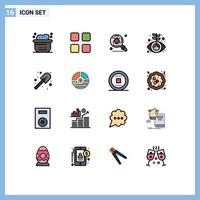 Mobile Interface Flat Color Filled Line Set of 16 Pictograms of construction growth antivirus finance search Editable Creative Vector Design Elements
