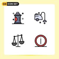 Set of 4 Modern UI Icons Symbols Signs for beauty balance salon cleaner finance Editable Vector Design Elements