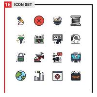 16 User Interface Flat Color Filled Line Pack of modern Signs and Symbols of filter coil multimedia bobbin oats Editable Creative Vector Design Elements