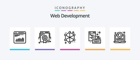 paquete de iconos de línea 5 de desarrollo web que incluye búsqueda. desarrollo. API. web. desarrollo. diseño de iconos creativos vector